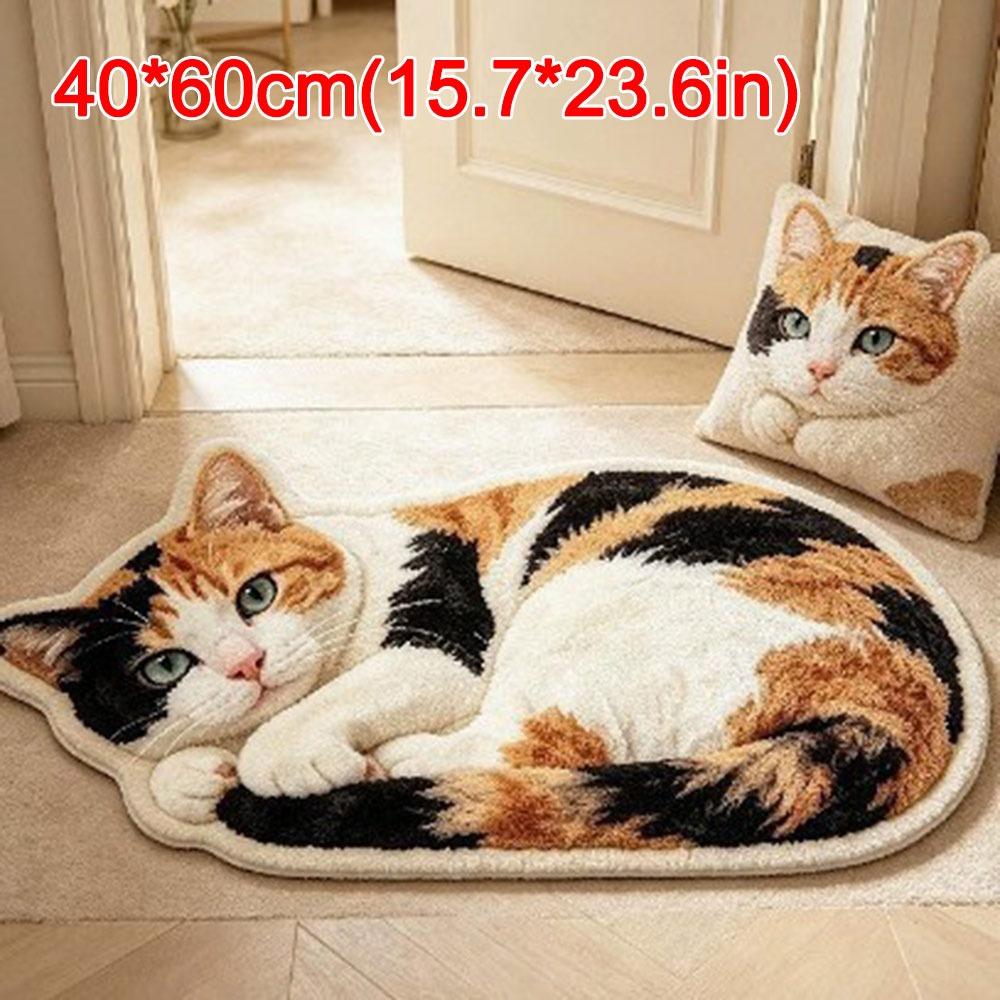 Special-shaped Cat Shaped Rug Soft Surface Animal Door Mat Cute Cat Floor Mat  Home Interior