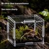 Klare Lebensraumbox für kleine Reptilien Tiere, Beobachtungsfenster Acrylgehege Belüftetes Design mit seitlichen und oberen Luftöffnungen