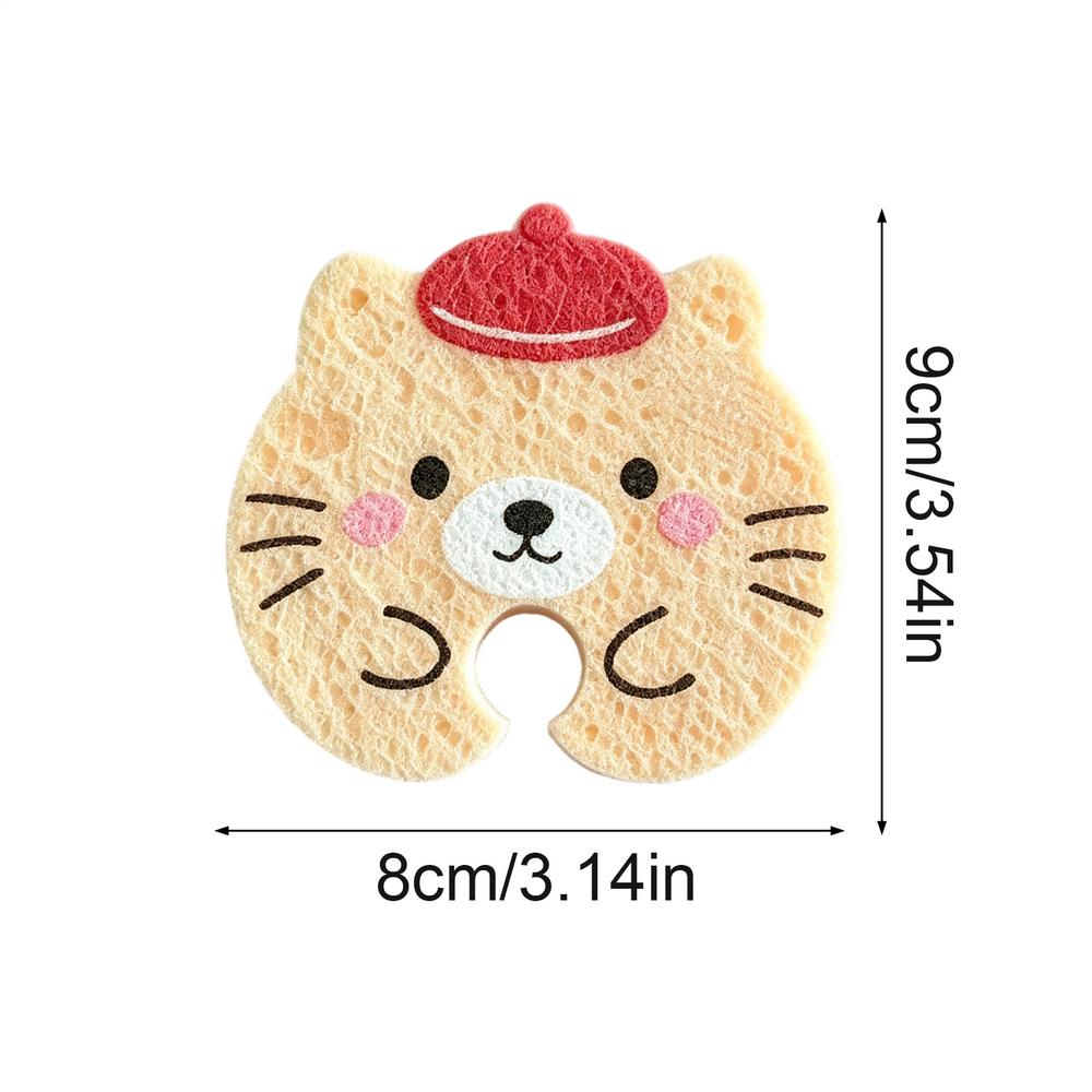 1PC Dishwashing Sponge Cute Cartoon Animal Dishwashing Wipe Dual-Sided Kitchen Cleaning Brush Sponge Erasers Kitchen Cleaning