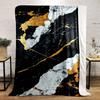 Marble Pattern with Gold Accents Design Flannel Blanket for Bedroom, Living Room, Sofa, and Nap Sofas