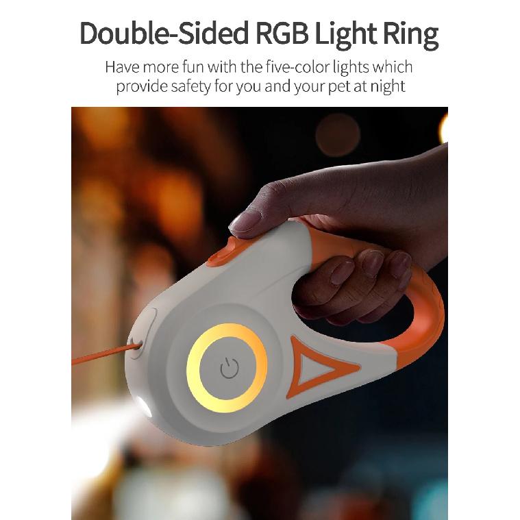 ROJECO 5M Retractable Dog Leash Automatic LED Light Luminous Roulette Leash Rope For Dogs Adjustable Pets Dog Walk Running Leads