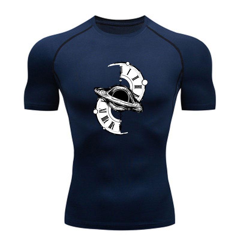 Men's Quick Dry Compression Workout T-Shirt, Steampunk Clock