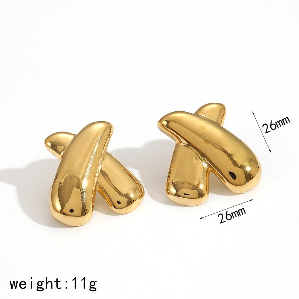 

Minimalist Letter Stainless Steel Ear Studs For Female Fashion Accessory Gold