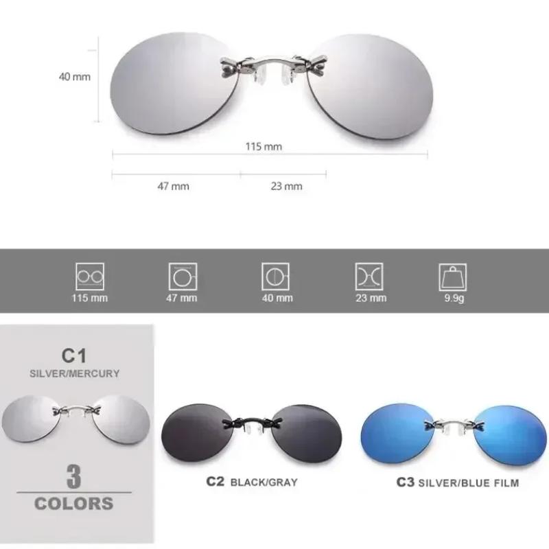 1PC Clip On Nose Glasses Round Rimless Matrix Morpheus Sunglasses Mini Frameless Vintage Men Eyeglasses UV400