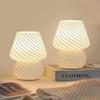 Skleněné LED domácí stolní lampa Ložnice Noční lampy Vintage pruhované Roztomilé pruhované malé houbové dekorace Lampa Ambientní světlo Obývací pokoj
