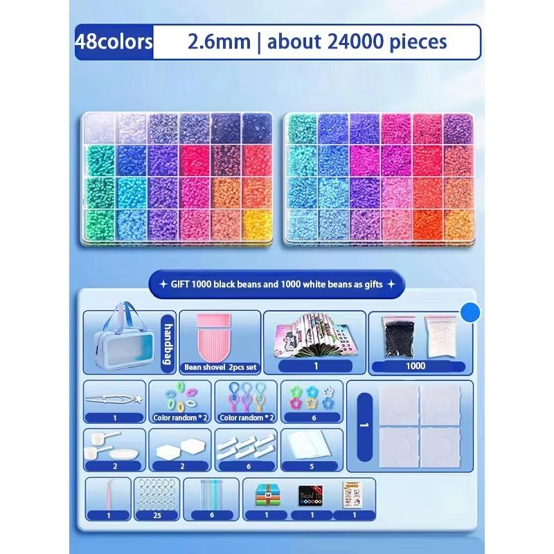 DIY 24/48 Colors Pindou Set High-quality Fusion Bean 2.6mm Pindou Props Christmas Holiday Gifts Desktop Ornament Handmade Gift