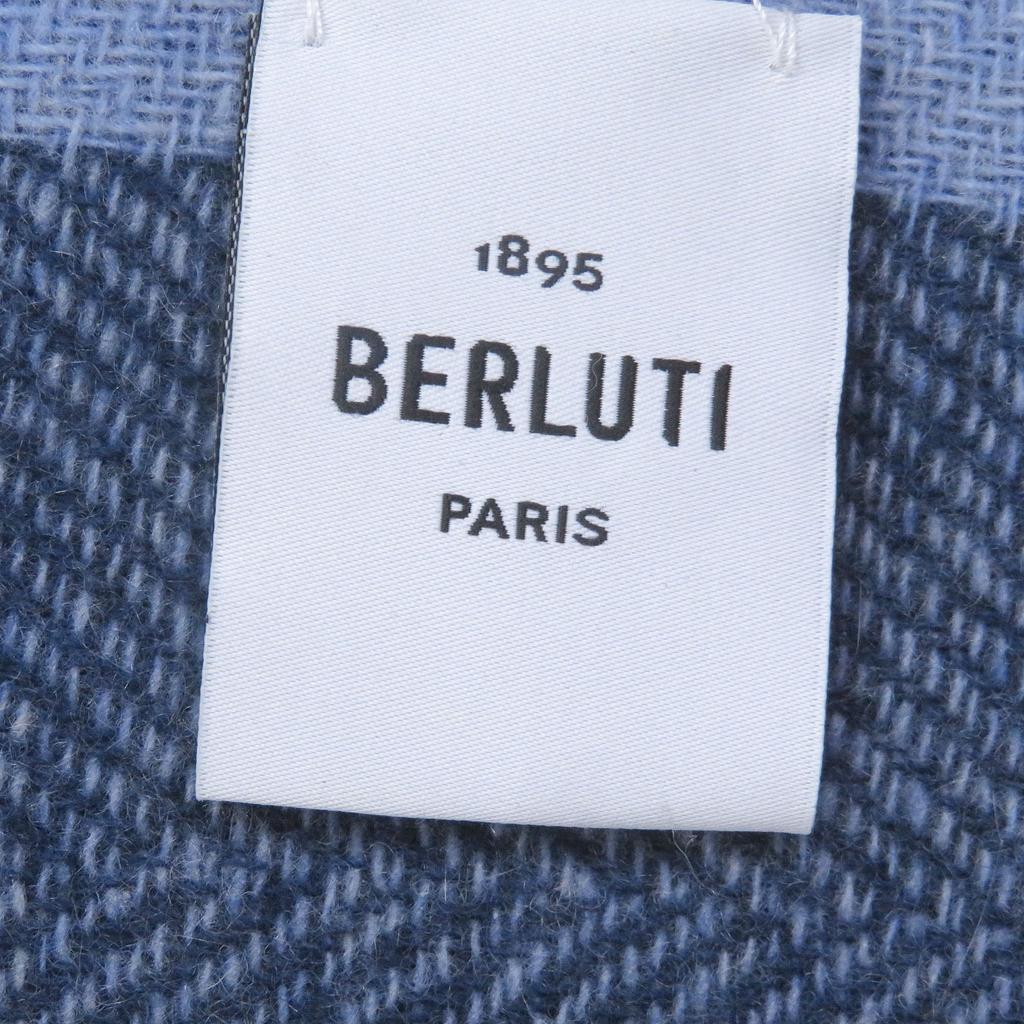 Excellent BERLUTI Scarf Calligraphy Scritto Double-Faced Used