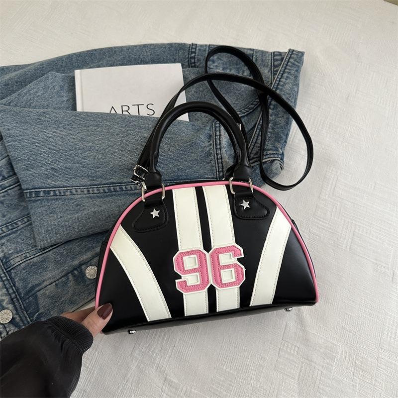 

Niche design women s bags, high-end striped contrasting shoulder bags, summer new semi-round underarm bags, messenger bags