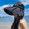 Einheitsgröße UPF50+ 2-in-1 Muschelförmiger Sonnenhut für Damen Verwandelt sich in ein Stirnband Sommer UV-Schutz Visier