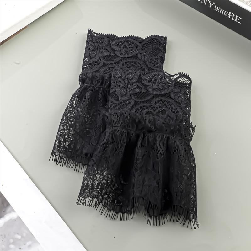 Женские накладные рукава с короткими кисточками, белые и черные, плиссированные манжеты, красивые кружевные аксессуары, уличные украшения