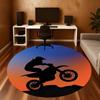 1pc Motorcycle Sunset Round Chair mat Area Rug - Non-Slip, Floor Mat for Office, Bedroom, home decor Christmas Gift p0811050