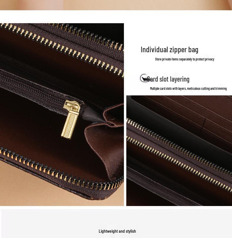 Women's Large Capacity Vintage Monogram Clutch: 2025 Double Zipper Long Wallet & Handheld Phone Bag