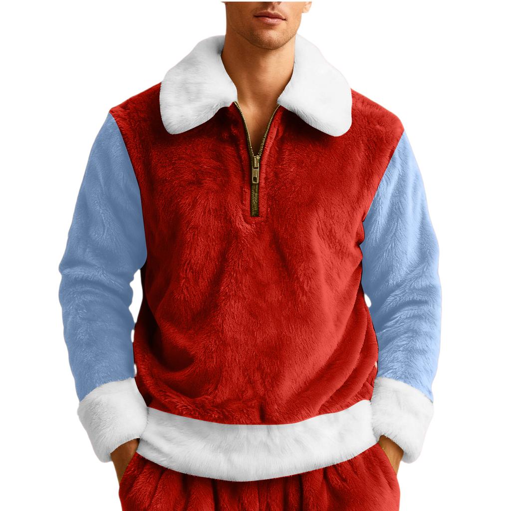 Pánská volnočasová mikina s polovičním zipem a kapucí s vyklápěcím límcem