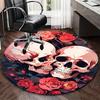 1pc Skulls & Roses Round Carpet Anime Design Office Chair Mat, Non Slip Rug for Home Decor, Gift, Office, Living Room, Bedroom