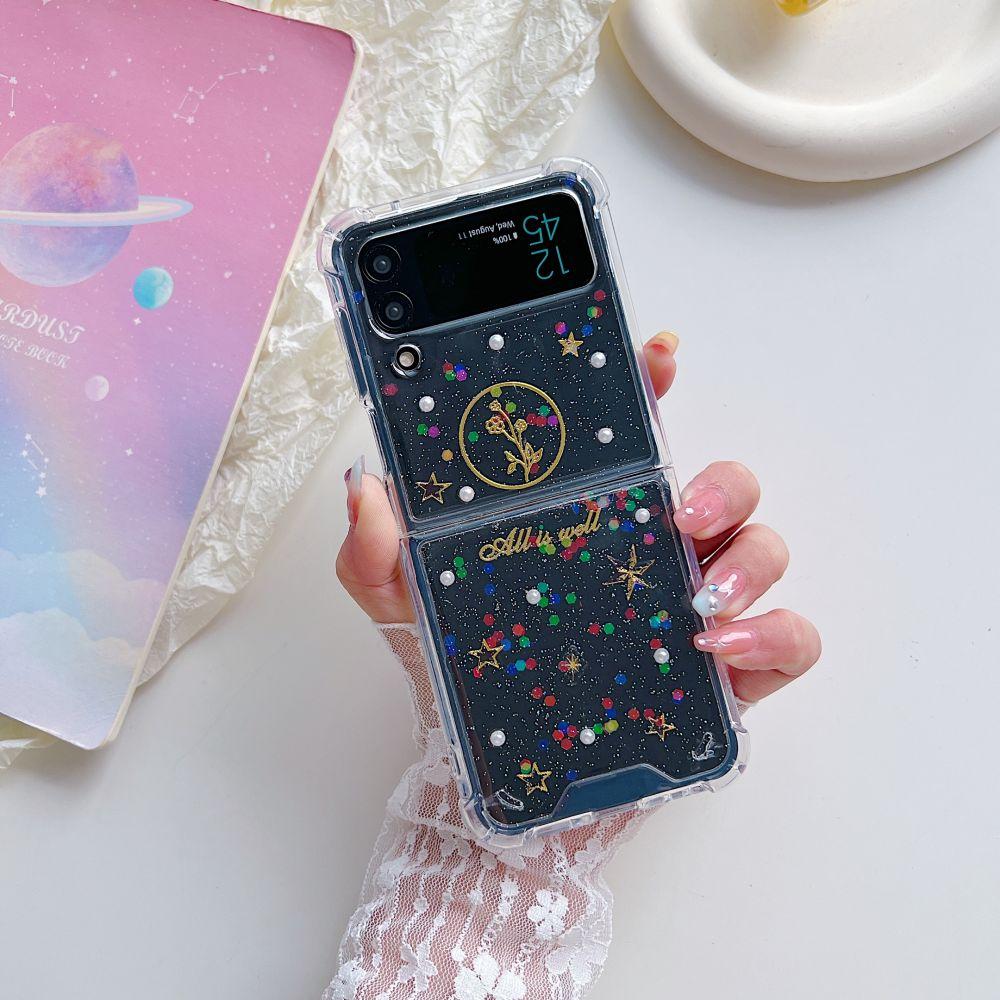 Pro Samsung Galaxy Z Flip 4 Zflip 3 Pouzdro Dream Flitrová Hvězda Průhledné Skládací Nárazuvzdorná Ochrana Tvrdý Zadní Kryt Příslušenství
