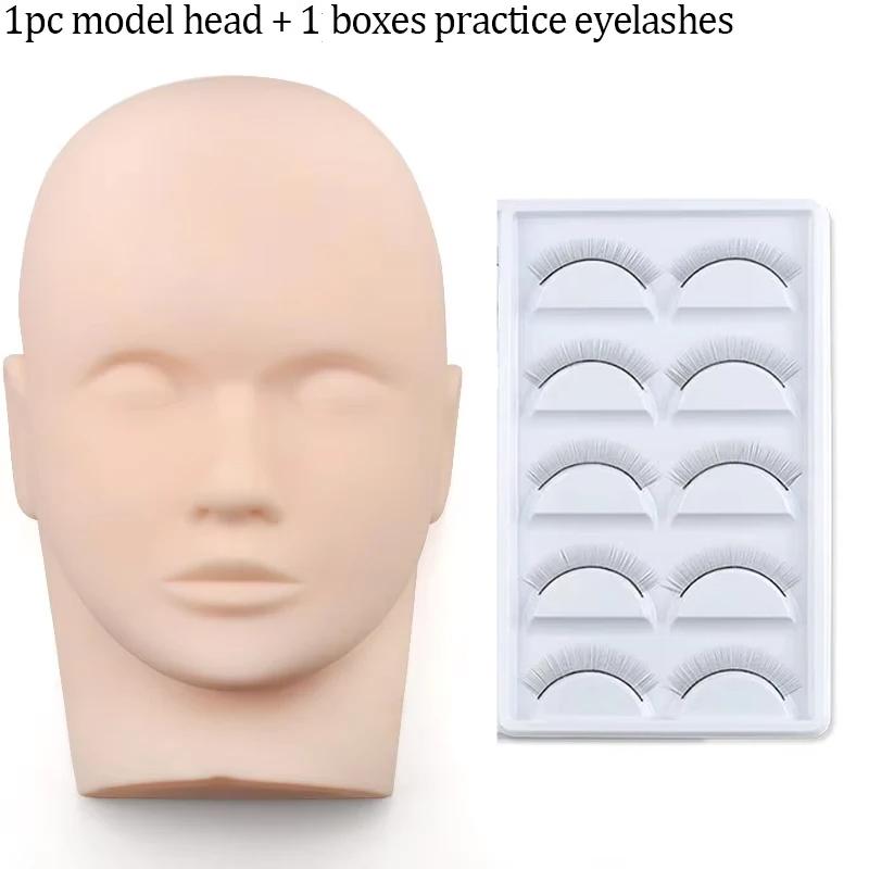 Eyelash Extension Training Head Makeup Practice Model Kit Fake Mannequin Head Rubber Eye Practicing Lashes Extensions Supplies