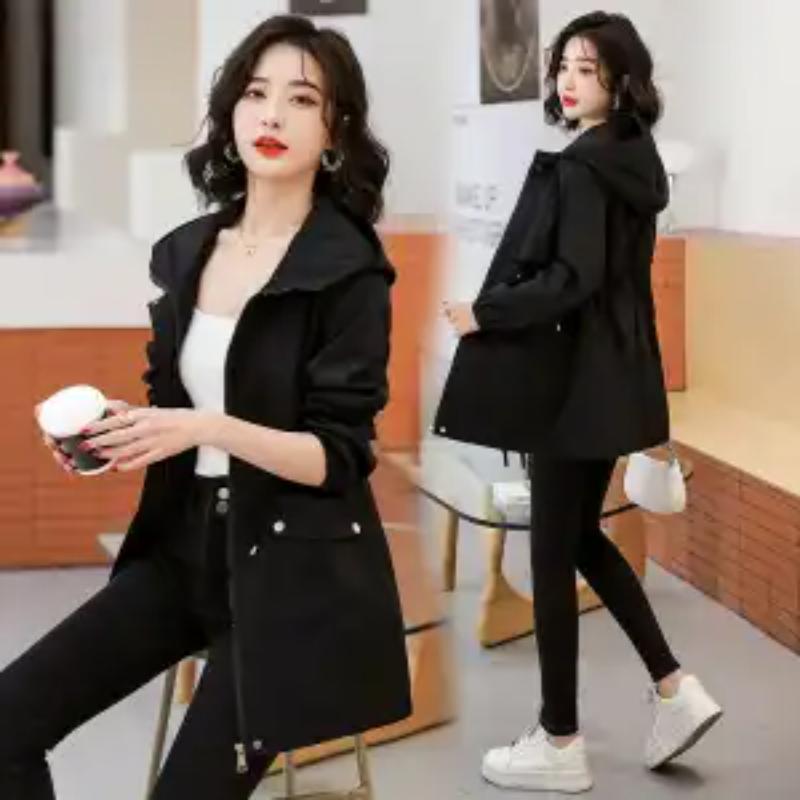 Spring and Autumn Thin Windbreaker Women's Mid-Length New Casual Western Style Coat Jacket