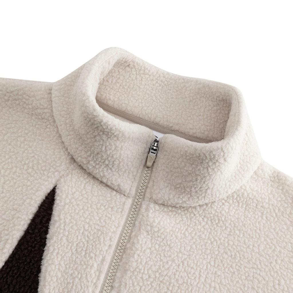 ANTA Men's American Retro Polar Fleece Stand-Collar Jacket Beige 972541708-1