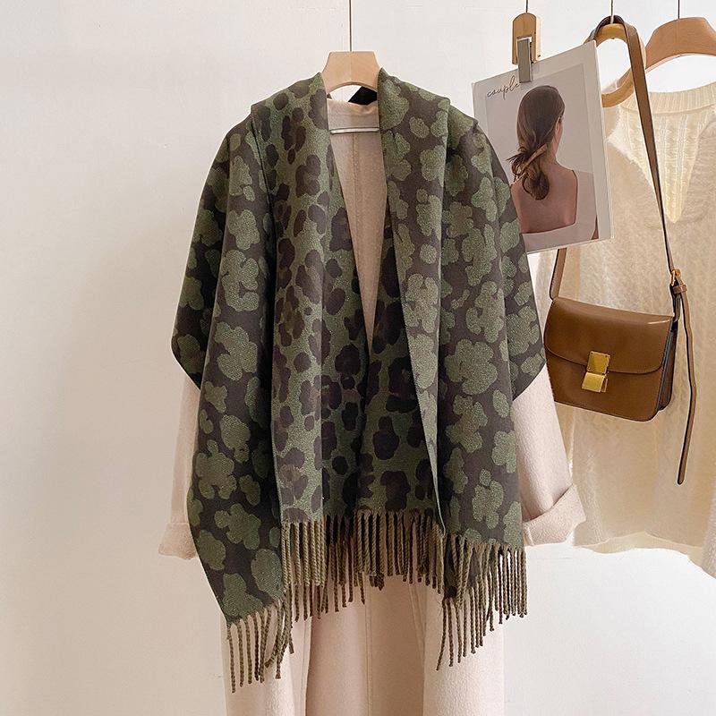 

Классический леопардовый шарф-палантин из имитации кашемира, женский, новый, осенне-зимний, двусторонний, универсальный, утолщенный, теплый шарф 185