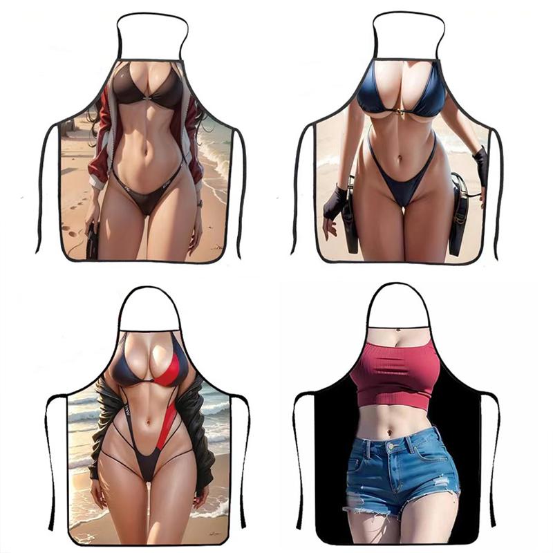 Sexy Women'S Apron Fun Single Party Gift Universal Male And Female Chefs Bbq Kitchen Novelty Apron