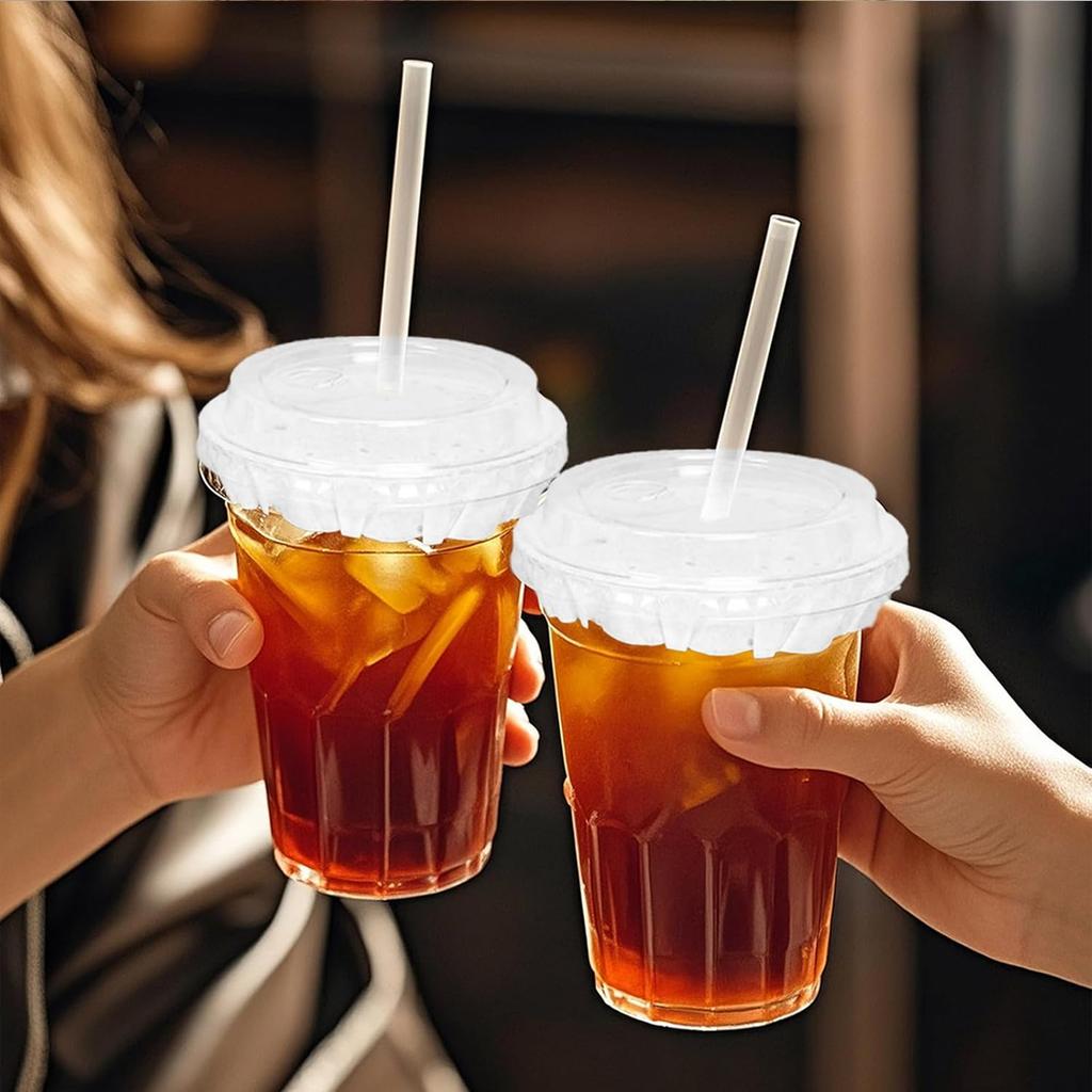 500pcs White Leak Proof Cup Lid Circular Sealing Paper Pad Anti Overflow Paper Suitable For Plastic Beverage Milk Tea Coffee Bev