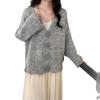 Beaded three-dimensional flower sequin knitted cardigan autumn and winter new loose and gentle wind sweater jacket women