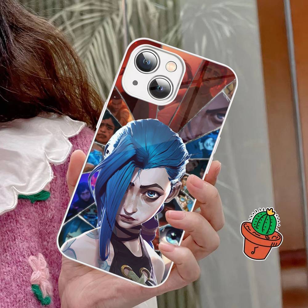 Arcane J-Jinx Anime Phone Case For IPhone 15 13 12 Mini 11 Pro XS Max X XR 14 Plus Tempered Glass Cover