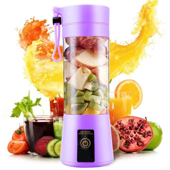 Portable Home USB Electric Fruit Extractor Rechargeable 4-Blade Juice Blender