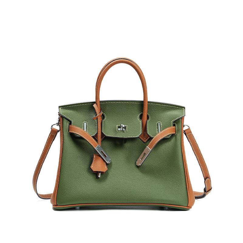 

Платиновая сумка через плечо из натуральной кожи большой вместимости - Универсальная высококлассная сумочка для женщин и офисных работников