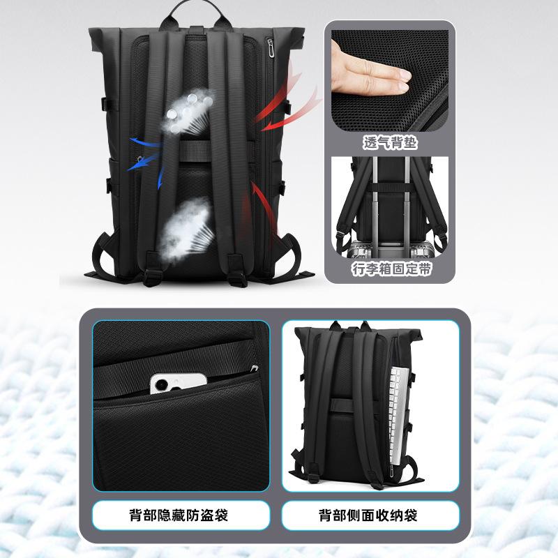 Roll Top Backpack Large Capacity Waterproof Travel Business Laptop Bag Casual Daypack for Men Women College