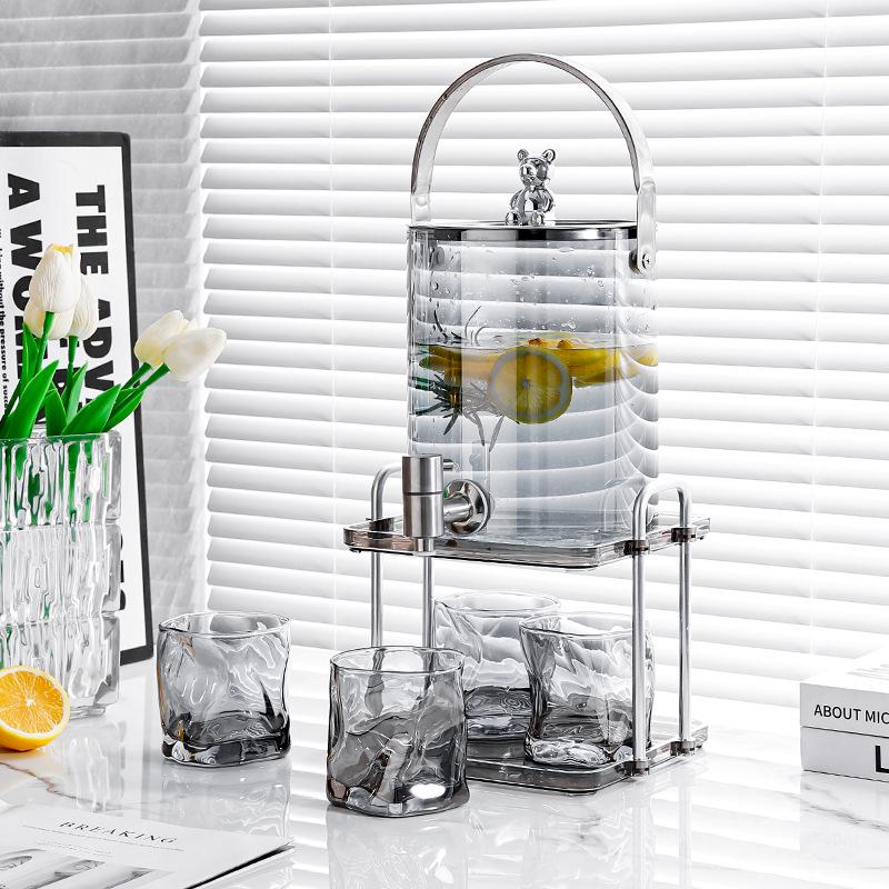 Elegant Glass Cold Water Kettle Set with Faucet - Large Capacity for Homemade Beverages