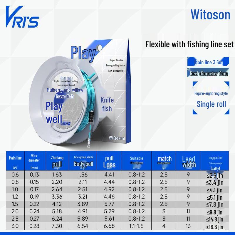Weituosen Flexible Knot-Free Fishing Line Set for Crucian Carp, 4.5m & 6.3m