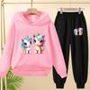 Cute Printed Hooded Sportswear Sets and Casual Sportswear Pants for Autumn and Winter Are Suitable for Boys and Girls Aged 3to12