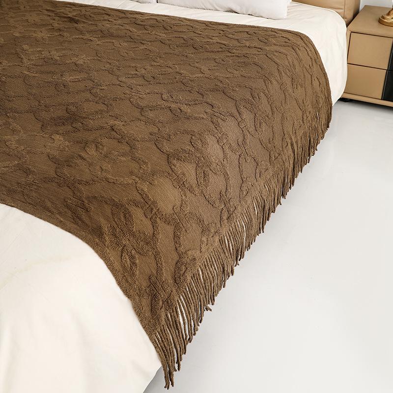 American-Style All-Season Wool Knitted Jacquard Throw Blanket