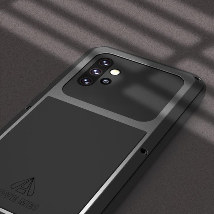 Ochranné pouzdro s krytem pro Samsung Galaxy A72 5G / 4G LOVE MEI, kovové, nárazuvzdorné, vodotěsné, prachotěsné, se sklem(Černá)