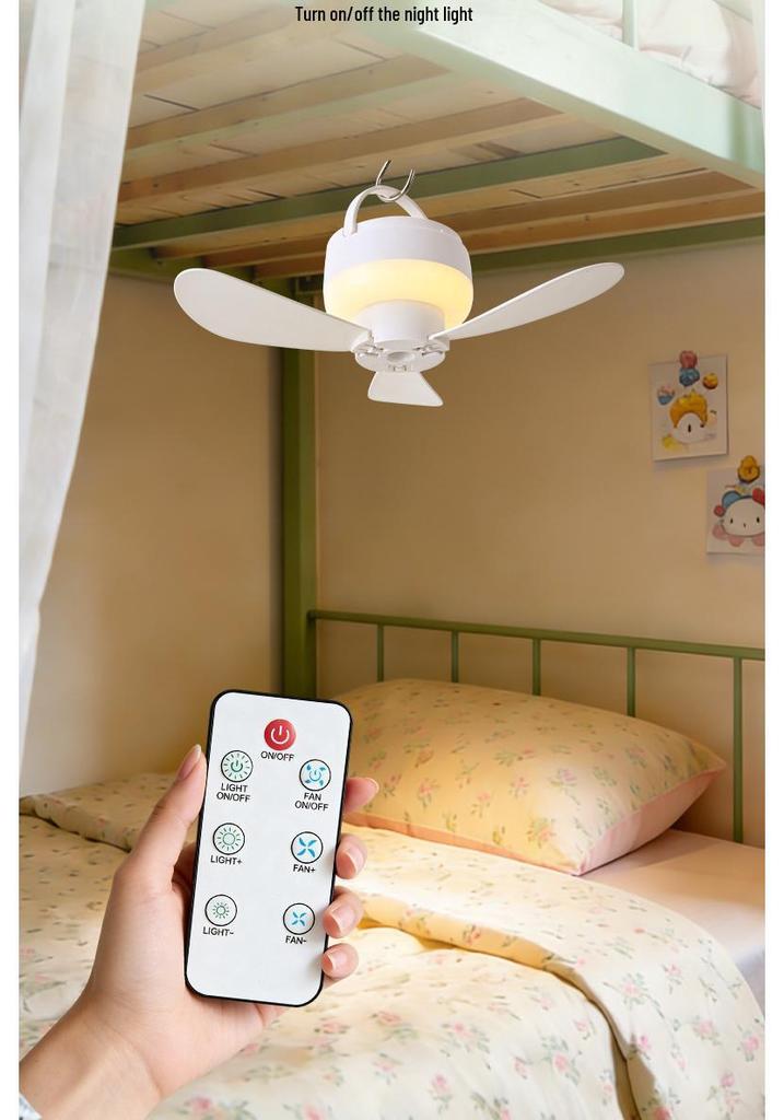 Smart USB Rechargeable Fan with Night Light for Dorms and Camping