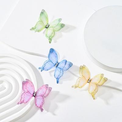 50Pcs Colorful Organza Fabric Butterfly Appliques 3D Clothes Sewing Patch  Bridal Hair Accessories