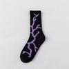 Harajuku Hip-Hop Street Sports Skate Socks Tie Dye Cotton Lightning Designer Happy White Socks Women