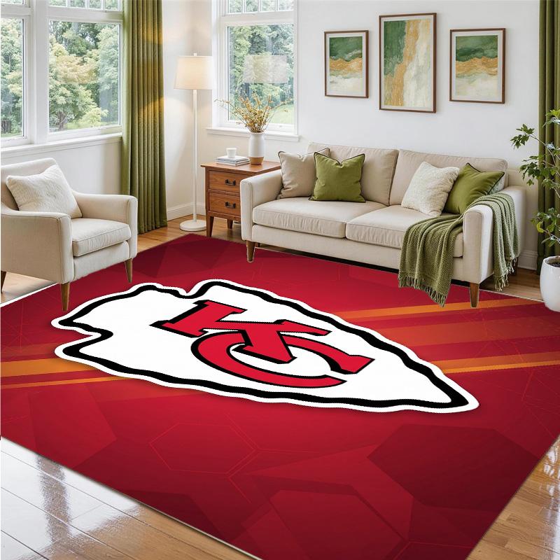 Kansas City Chiefs Design Crystal Velvet Rug Soft Decorative Mat for Bedroom Entrance