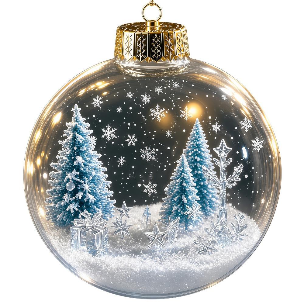 Clear Acrylic Lighted Christmas Ball Ornament Light-Up Tree Hanging Bauble Christmas Tree Decor