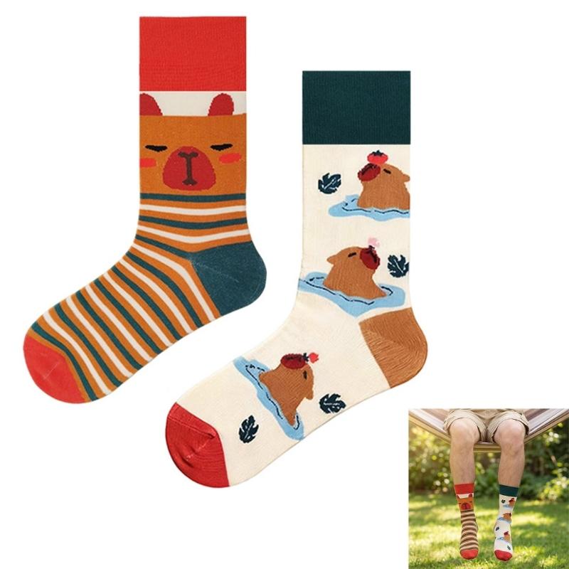 Unique AB Pattern Animal Socks Cotton Blend Breathable Moisture Wicking Seamless Construction Fit Men Women for Outdoor Activity