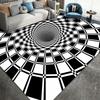 3D Optical Illusion Black White Grid Rug Living Room Office Modern Non-Slip Floor Mat Nordic Style