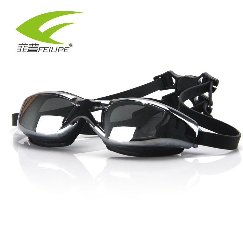 Authentic Large-frame electroplated waterproof and anti-fog swimming goggles Unisex non-prescription swimming goggles, prescription swimming goggles чёрный