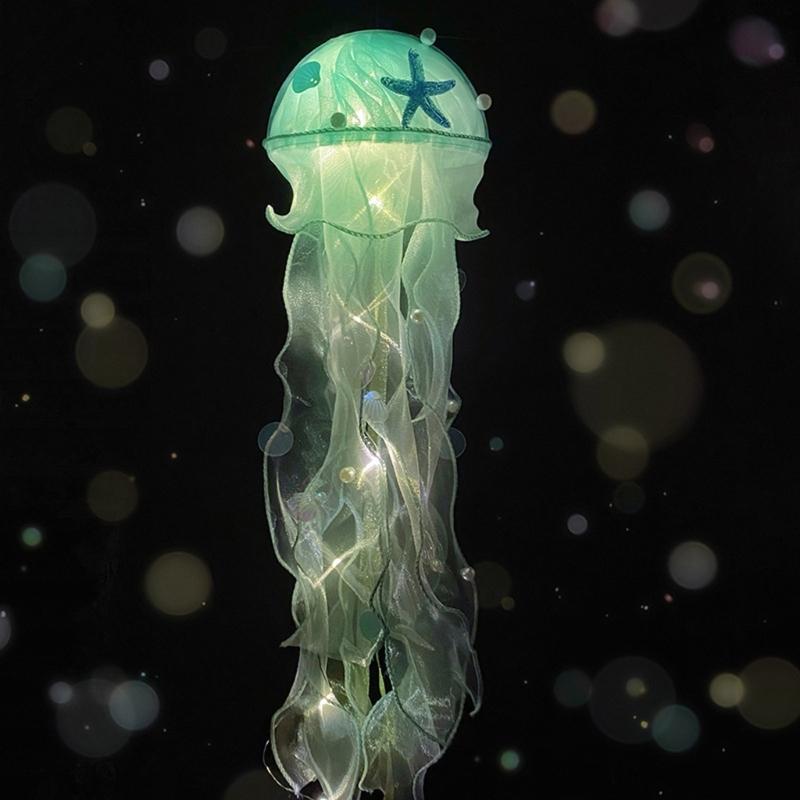 Hanging Jellyfish Light Glowing Night Hanging Light Crafts Household for Indoor Outdoor Garden Yard Decoration