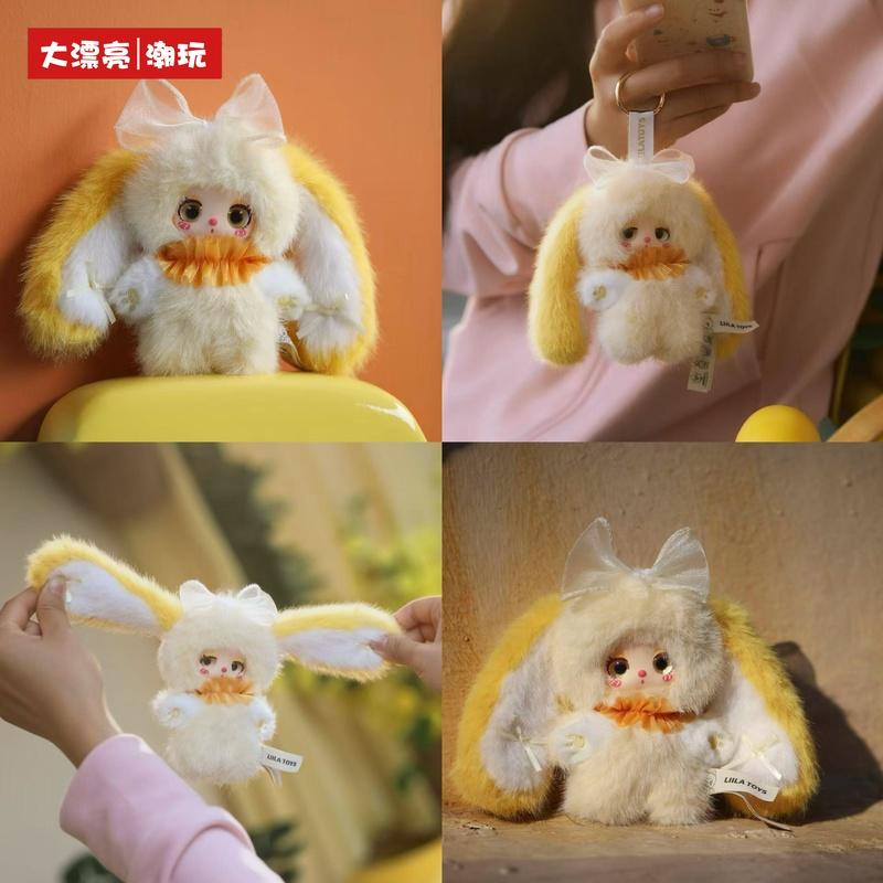 Latest Liila Rainbow Candy Rabbit Plush Keychain  Bag Pendant Cute Stuffed Doll Collectible Plaything For Girls Latest Year Gifts
