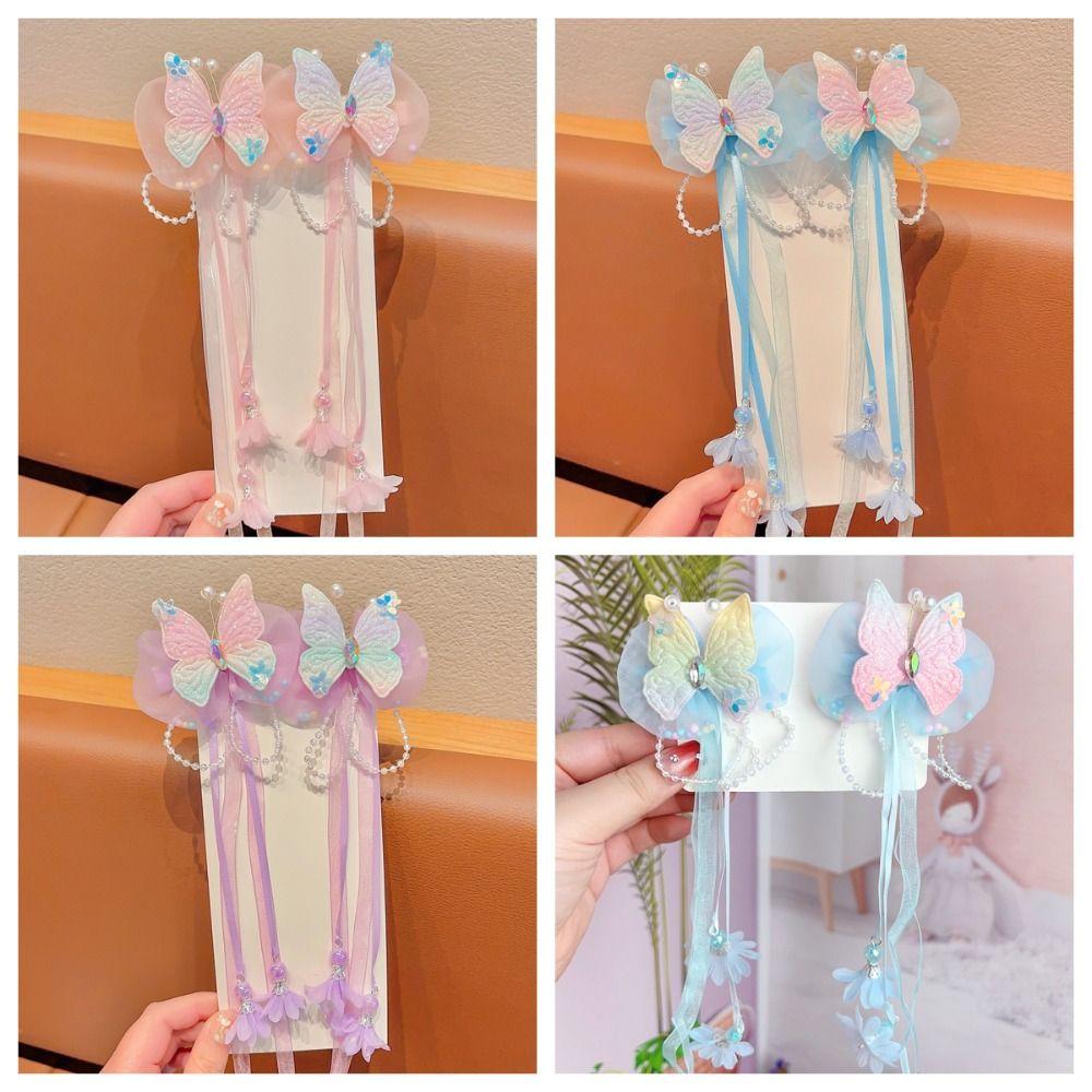 

Pearl Hanfu Hairpin Flower Chinese Style Hairpin Elegant Butterfly Tassel Hair Clip Girls