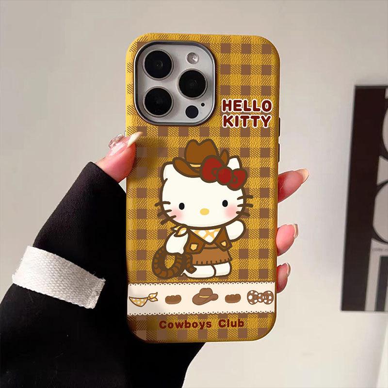 New Checked Denim Katy Suitable for IPhone16 Mobile Phone Case Apple 15 Protective Case 14 Leather Pattern Soft Shell Silver Frame