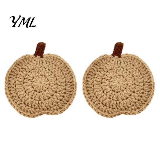 Kitchen Table Protection Handmade Crochet Pumpkin Coasters, Soft Polyester Coffee Mats, Easy to Clean Mats Autumn Themed Farmhouse Dining Accessories