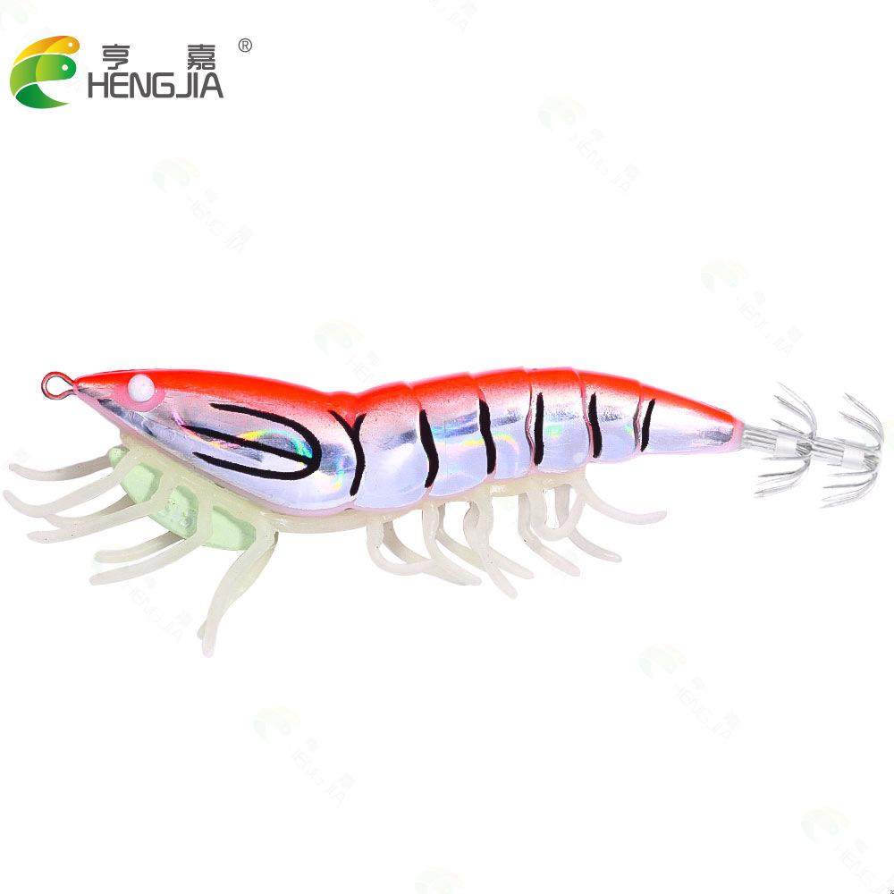 11CM22GLuminous Squid Shrimp Fake Bait Wood Shrimp Lure Bait Bionic Fishing Bait Universal for Freshwater and Saltwater