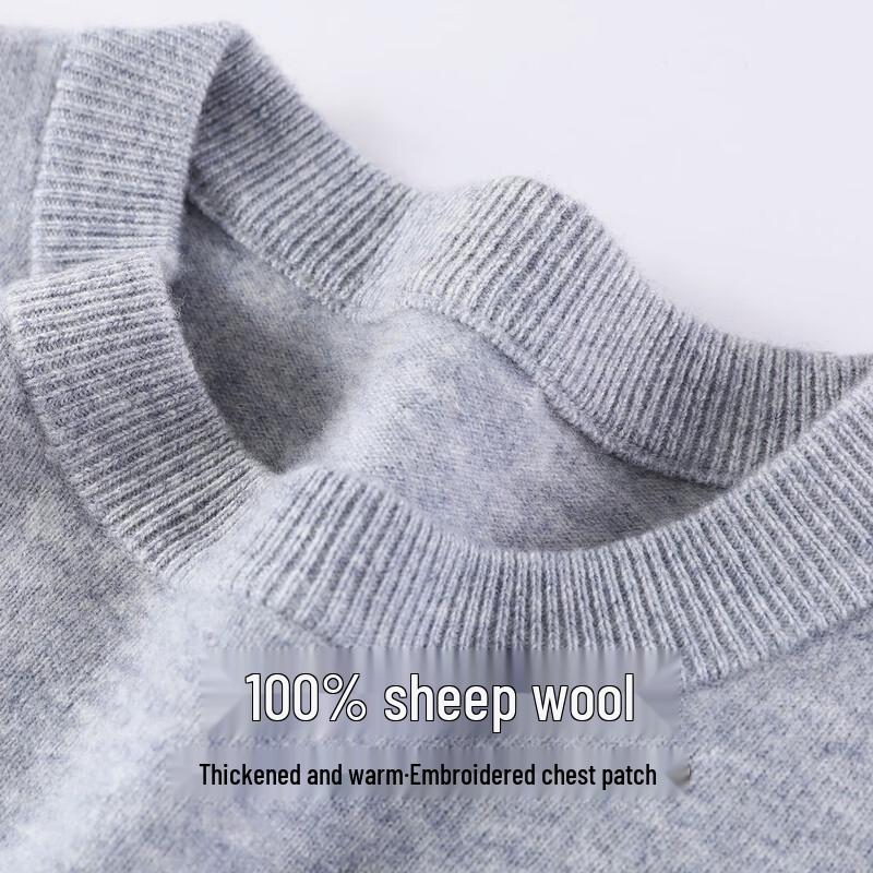 Herren 100% Merinowolle Colorblock Rundhals-Pullover